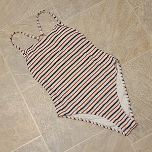 Striped one piece bathing suit size small